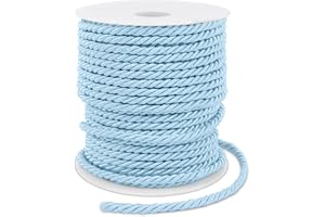LEREATI 27 Yards Twisted Silk Rope Cord, Soft Blue Rope Satin Cord Trim 3mm Nylon Cord, Thick Decorative Rope, Cording for Crafts, Curtain Tieback, Home Décor, Graduation Cords