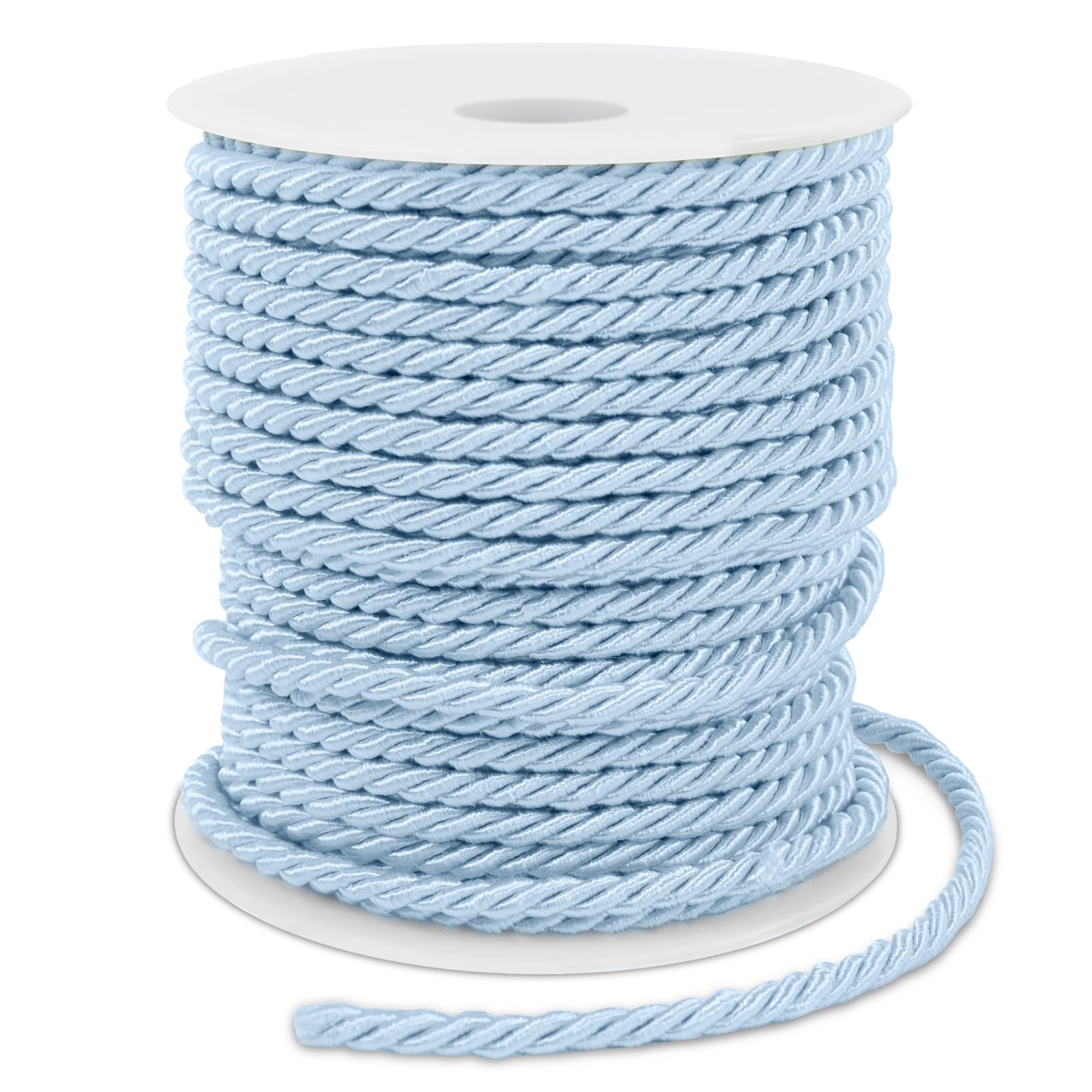 LEREATI Blue Twisted Cord Rope 3mm x 25m, 3-Ply Polyester Cord Soft Craft Rope Satin Cord Trim, Decorative Twisted Macrame Cord for DIY Craft Curtain Tieback Honor Cord Gift Bags Home Decor