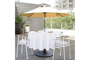 SARAFLORA Outdoor and Indoor Tablecloth -60 inch Round, White Wrinkle Free Washable Waterproof Table Cloth with Umbrella Hole and Zipper Round Table Cover for Spring/Summer/Patio/Picnic/BBQS/Party