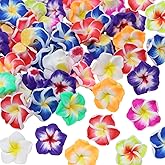 Penta Angel Plumeria Beads 30Pcs Small Polymer Clay Hawaiin Summer Flat Back Handmade 3D Floral Flower Loose Spacer Beads Charms for Earring Necklace Bracelets Jewelry Making(Mixed Color)