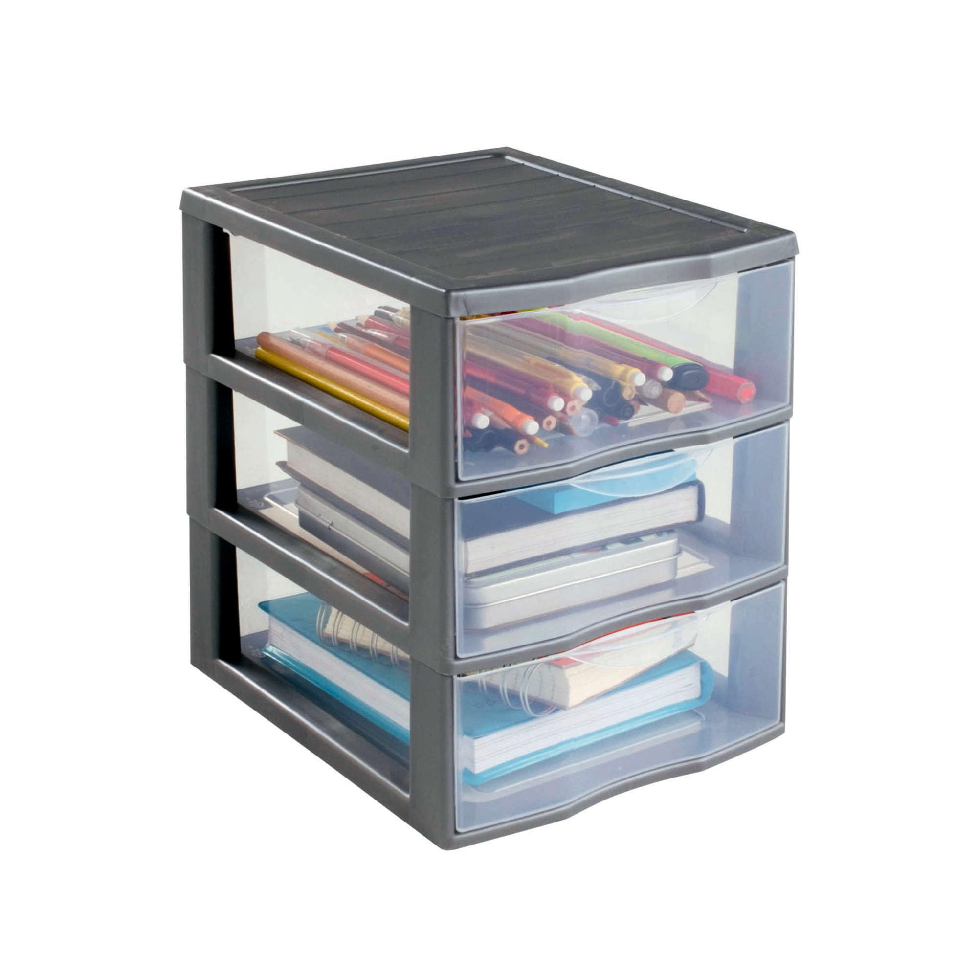 Sundis Orgamix, plastic drawers storage unit, 3 transparent drawers, A5 format, height 25.5 cm, stackable, ideal for storing cosmetics, jewellery, accessories and supplies