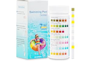 HYDDEB 7-Way Pool Test Strips - 100 Strips 7 in 1 Pool and Spa Test Strips for Hot Tub, Swimming Pools - Easy to test pH, Chlorine, Alkalinity, Hardness and Cyanuric Acid Testing Kit