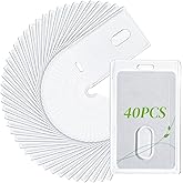 Acshio 40 Pack 2-Card Badge Holder, Acrylic Vertical ID Card Badge Holder with Thumb Slot, Heavy Duty Hard Plastic Card Protector Cover for Office, School, Hospital