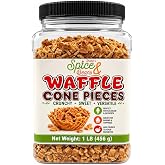Waffle Cone Pieces 1 lb. | Crunchy Ice Cream &amp; Dessert Topping | Crispy Crumbles for Sundaes, Milkshakes, Cakes, Frozen Yogurt &amp; Baking | Ready to Use | Resealable Container | Dasher&rsquo;s Spice &amp; Beans