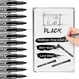 ABEIER Whiteboard Marker 12 Black Magnetic Sponge Dry Wipe Round Tip 1-2mm view 2
