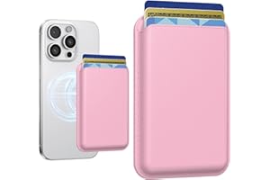 Strong Magnetic Phone Wallet Card Holder with MagSafe for iPhone 16/15/14/13/12 Series, Vegan Leather, Slim, RFID Blocking (P