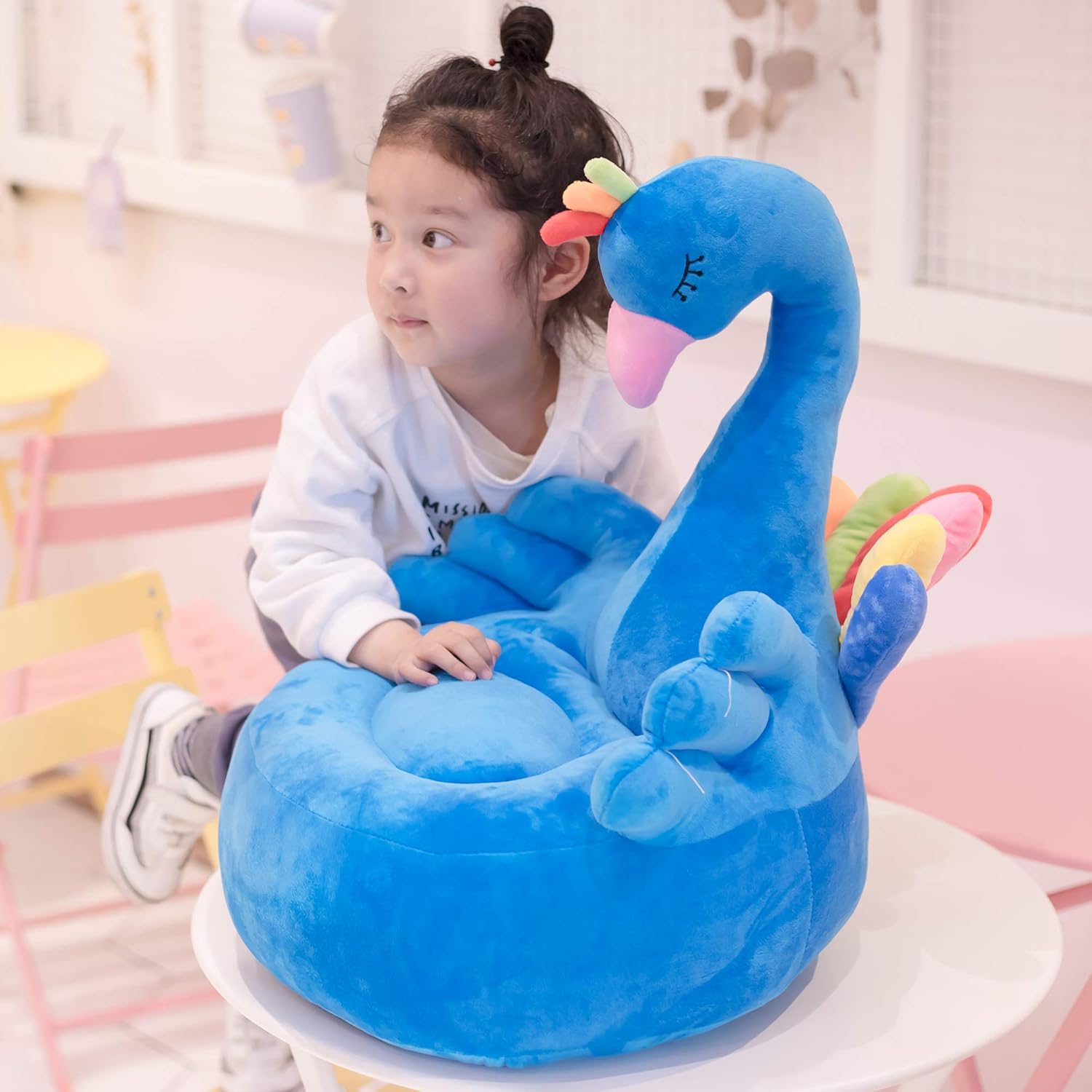 Napravi Rs Vercart Canape Fauteuil Enfant Personnalise Chaise Cartoon Rembourree Mignon Cadeau Danniversaire Bapteme Fille Garcon Bebe 60cm Cygne Blanc Chaises Et Fauteuils Chambre D Enfant