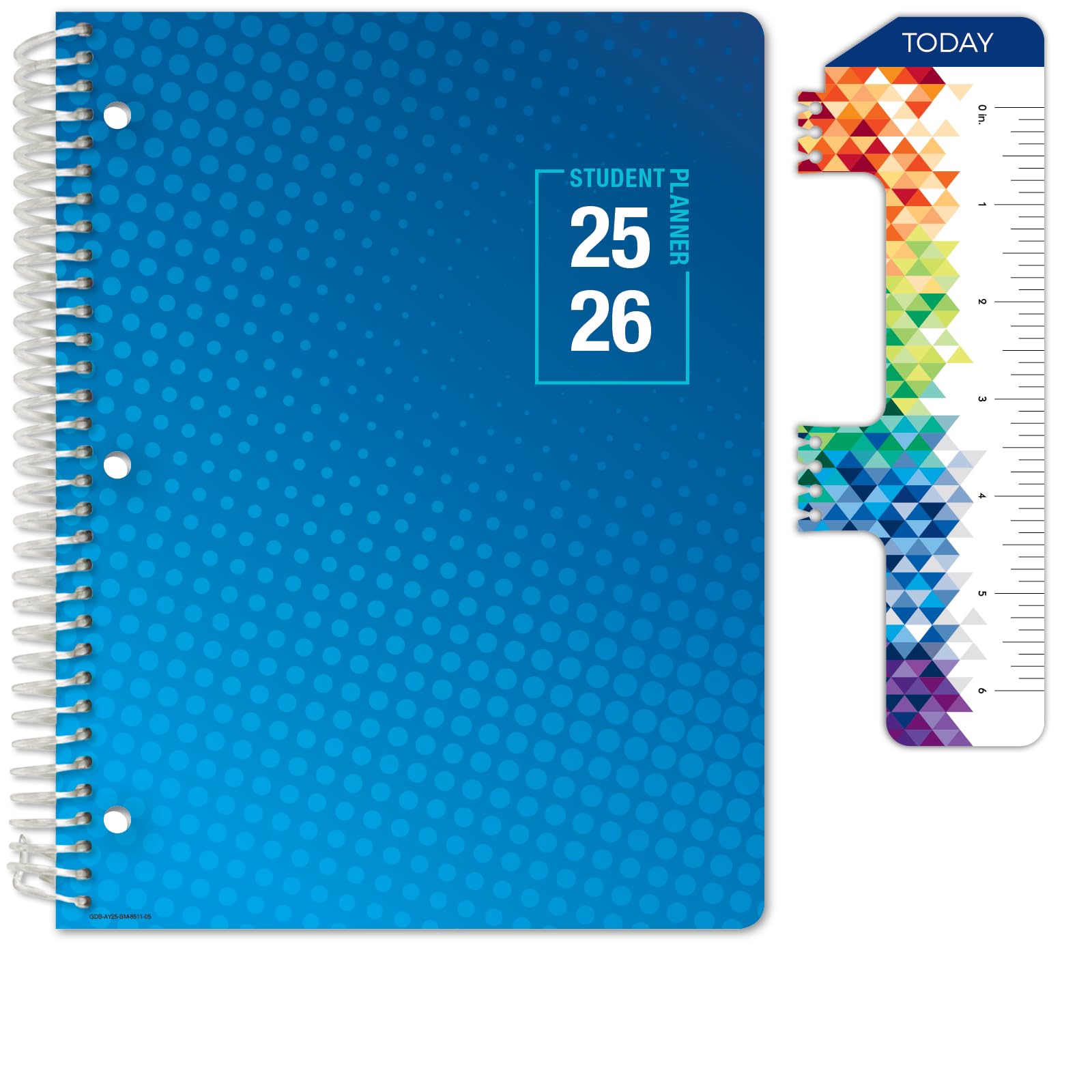 Photo 1 of Global Datebooks Dated Middle School or High School Student Planner for Academic Year 2025-2026 Includes Ruler/Bookmark and Planning Stickers (Matrix Style - 8.5"x11" - Halftone Blue)