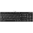 MCSaite Wired Arabic/English Computer Keyboard, Full-Size Keyboard, 104-keys, USB Plug-and-Play, Foldable Stands, Compatible with PC, Laptop