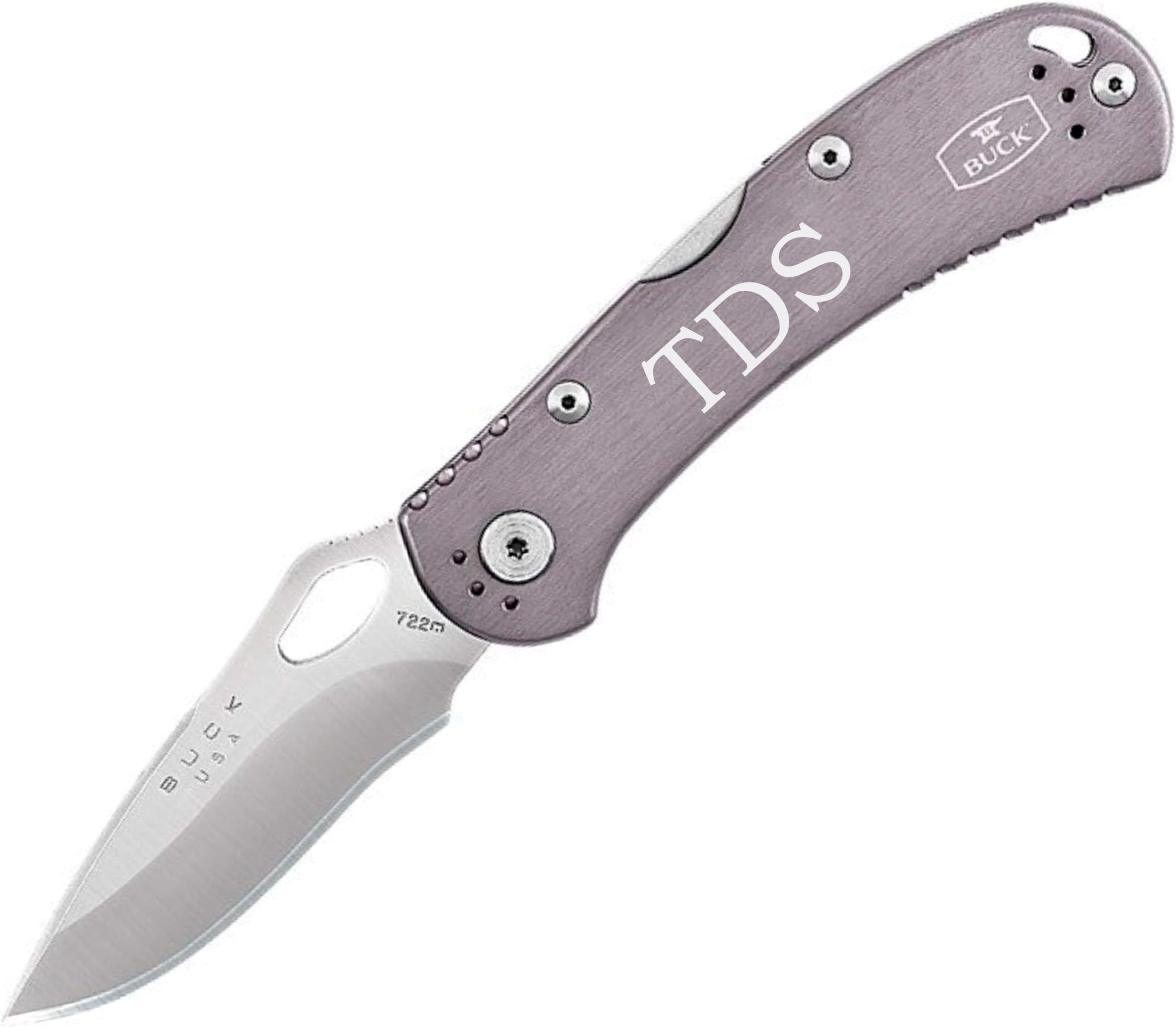 Personalized Engraving on Buck Knives Spitfire BU722 Pocket Knife, Aluminum Handle, Camping, Hunting
