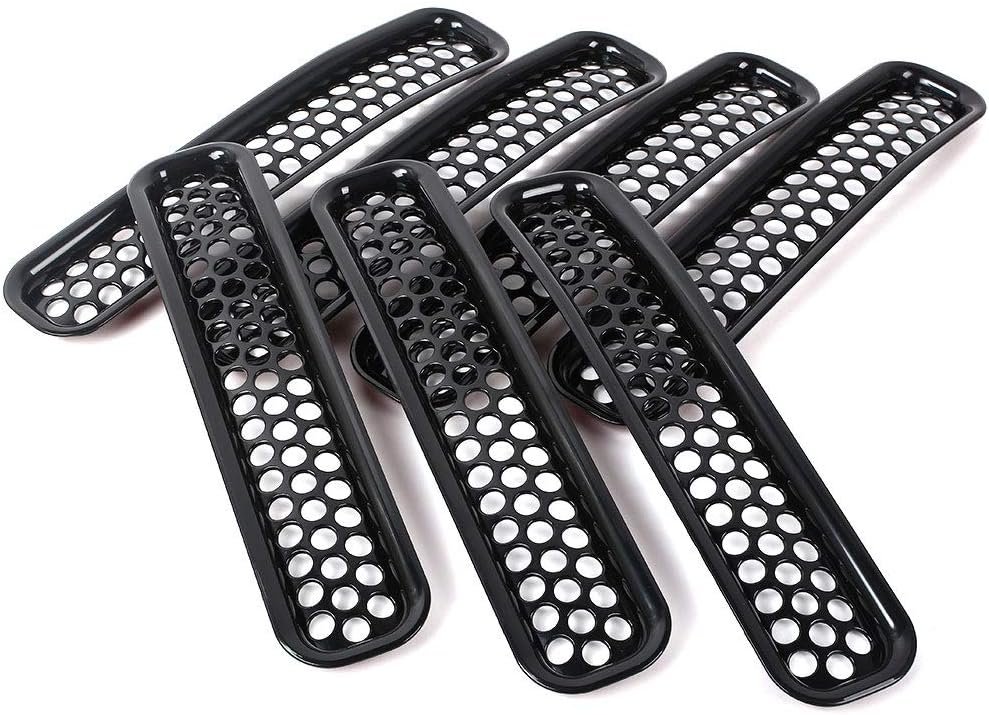 Duoying Front Grille Cover Car Grille Cover ABS 7pcs Trim Car Parts for Jeep Wrangler TJ 1997-2006