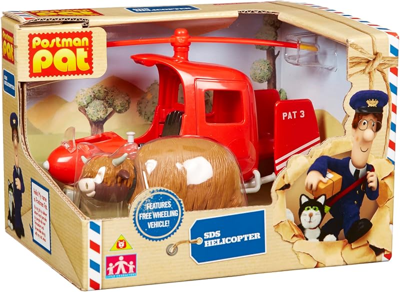 Character Postman Pat Deluxe SDS Helicopter Runaway Cow Vehicle Toy