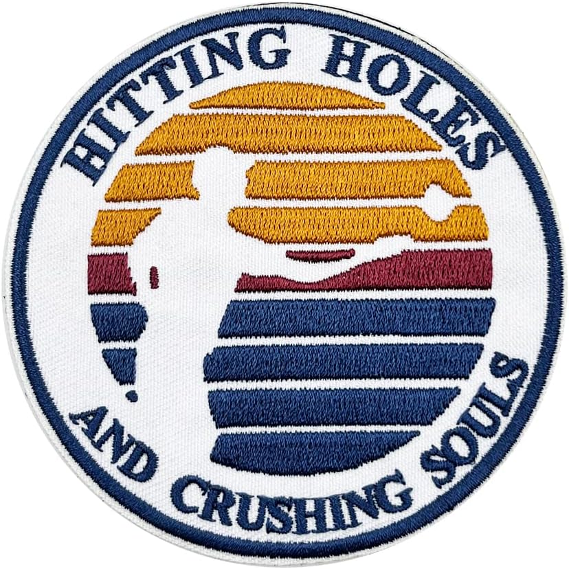 Mixed Media - Cornhole Games Patch, Hitting Holes And Crushing Souls Embroidered Iron on Patch
