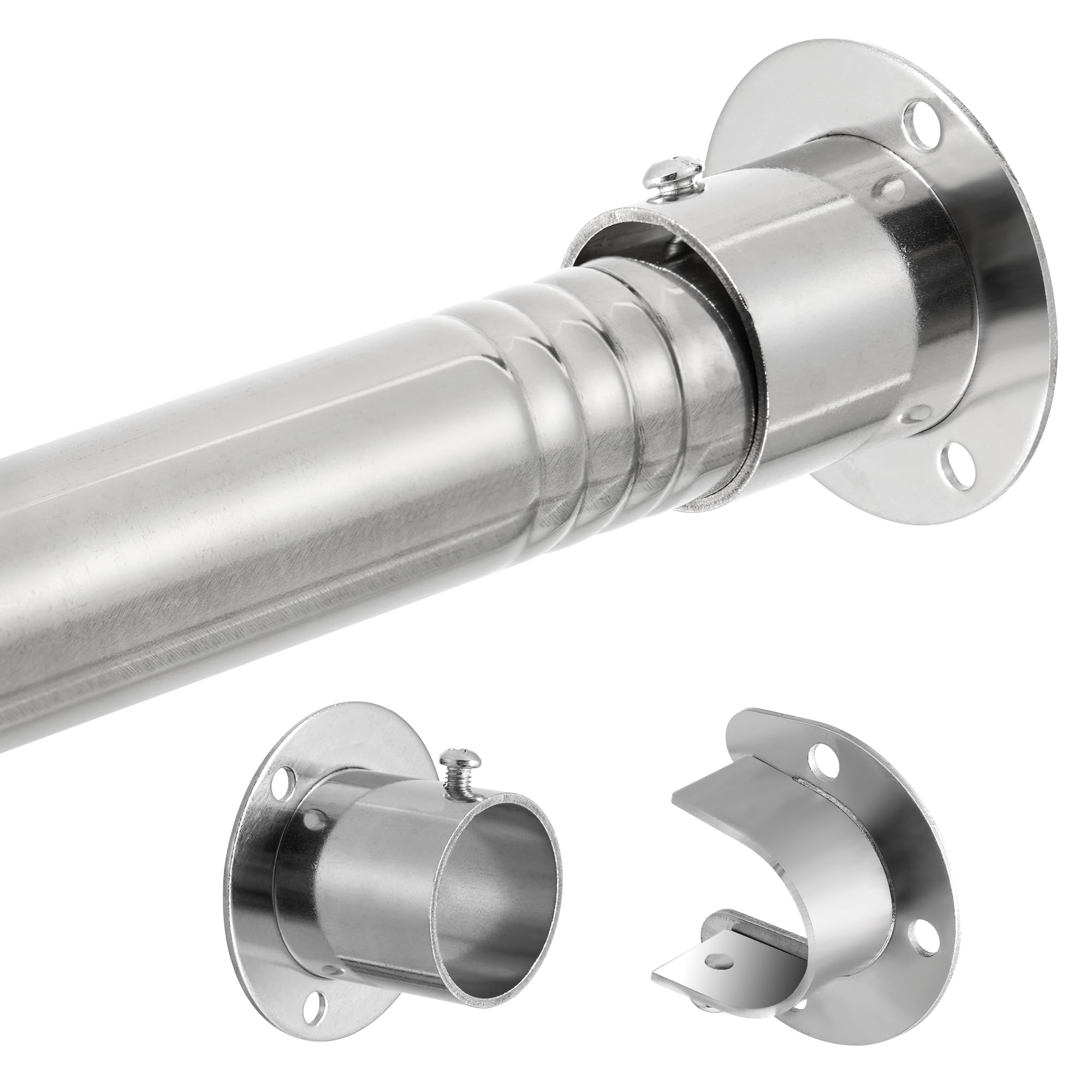 Photo 1 of 1.3 Inch Diameter Closet Rods for Hanging Clothes 17-28 Inch Adjustable, Metal Heavy Duty Closet Pole, Silver Closet Bar for Hanging Clothes, Suitable for Closet, Wardrobes, Bathroom, Windows