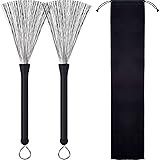 Pangda 1 Pair Drum Brushes Retractable Wire Brushes