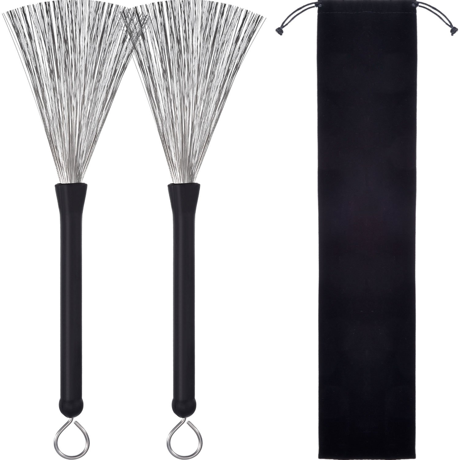 Photo 1 of Pangda 1 Pair Drum Brushes Retractable Wire Brushes Drums Drum Sticks Brush with Comfortable Rubber Handles