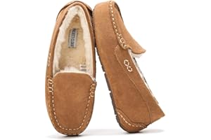 Project Cloud 100% Genuine Leather Slippers for Women - Fur Lined Outdoor Slippers for Women Footwear with Memory Foam - Stylish Womens Moccasin (Cathi)