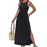 popvil Women Maxi Dress Sleeveless Formal Long Dress 2026 Summer Flowy Casual High Neck Dress