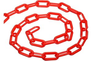 PATIKIL 0.3" Diameter 5Ft Length Plastic Chain Barrier, Safety Link Chain Stanchion for Crowd Control at Driveway Elevator Parking Lot, Red