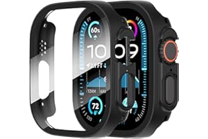 DIRUITE Suoman 2-Pack for Apple Watch Ultra/Ultra 2 49mm Screen Protector Case, Tempered Glass PC All-Around Screen Protector Case Ultra-Thin for iWatch Ultra/iWatch Ultra 2 49mm Protection Cover - Black