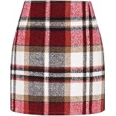 SLQPFK Women Mini Skirt Plaid Wool Skirt Spring High Waist Bodycon Pencil Short Skirts Tartan Skirt