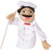 Melissa &amp; Doug Chef Puppet (Al Dente) with Detachable Wooden Rod Pretend Play Chef Puppet Pepe