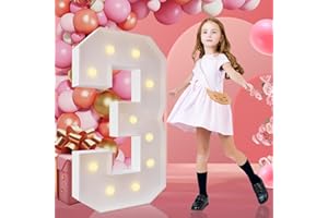 HONINDA Marquee Numbers, 3FT Marquee Light up Numbers,LED Light Up Number 3 - DIY Party Decorations, Elevate Your Events with Marquee Letters 3 feet Tall, Perfect for Party, Birthday, Baby Shower