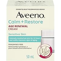 Aveeno Calm + Restore Age Renewal Cream, Oat, Niacinamide, Natural Retinol Alternative, Anti Aging Dry Skin Moisturizer, Frag
