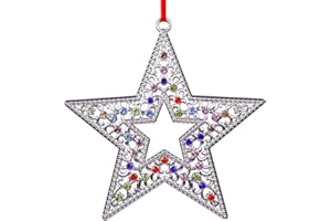 SICOHOME Christmas Holiday Ornaments 4"x 4" Christmas Metal Hanging Ornaments Christmas Tree Decor Metal Christmas Tree Ornament Christmas Door Decorations Christmas Hanging Ornament with Red Ribbon