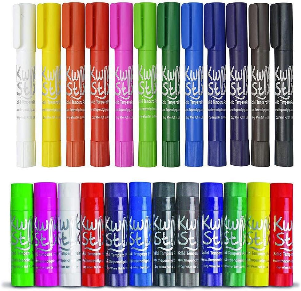 The Pencil Grip Kwik Stix Tempera Paint Bundle - 12 Thin Stix + 12 Kwik Stix