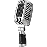 CAROL CLM-101 Professional Vintage Wired Microphone – Dynamic Supercardioid with Dual Microphone-Capsules for Singing, Karaoke, and Stage, Includes Mic, Storage Bag & Switch(Cable Not Included) -Black