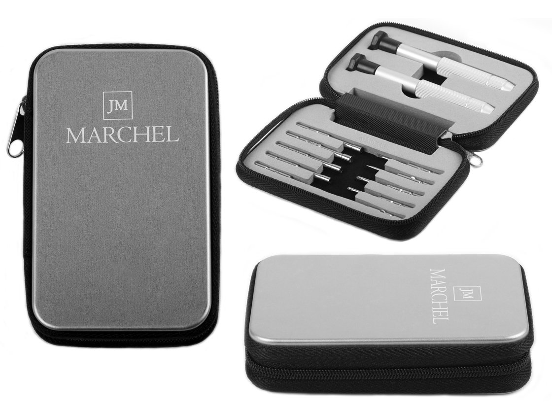 MARCHEL ® Universal Mini Screwdriver, 12-piece set, hardened, magnetizable, screwdriver, Phillips, slotted, hexagon, Torx including hard case