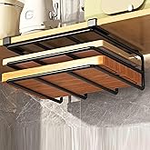 Cutting Board Organizer, Under Cabinet Cutting Board Holder Metal Cutting Board Organizer Space Saving Under Shelf Chopping Board Holder Cutting Board Rack Pot Lid Holder 10.4x11.8x2.4'' Black