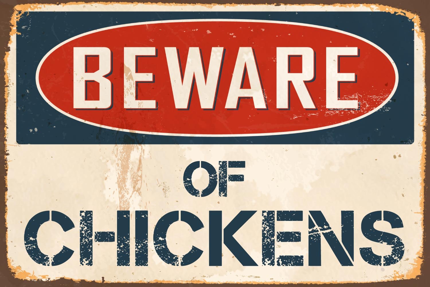 StickerPirate Beware of Chickens 8” x 12” Vintage Aluminum Retro Metal Sign VS465
