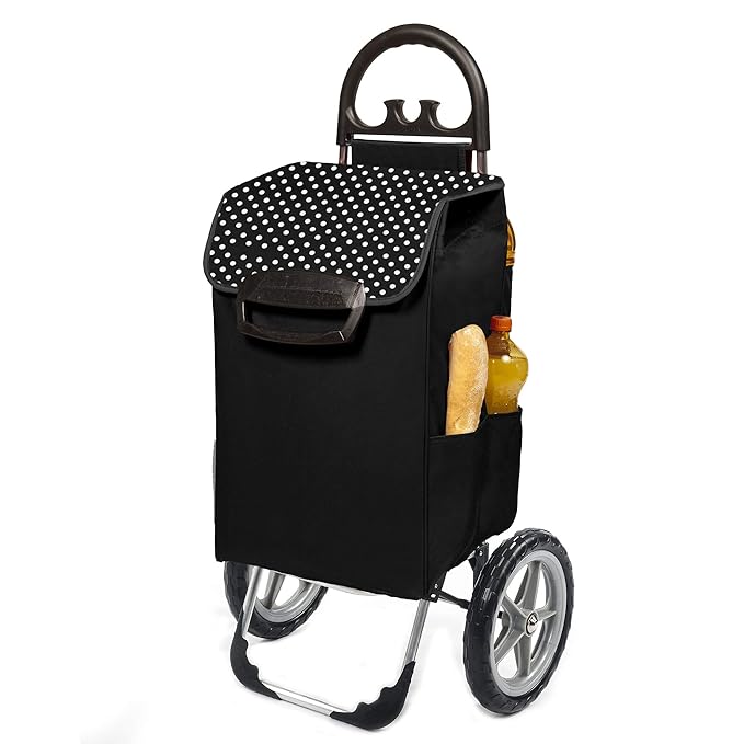 Einkaufstrolley XXL Kiley mit großen Rädern in schwarz mit 78L - großer Transportwagen Einkaufshilfe Trolley 50kg belastbar