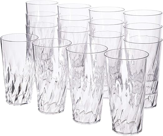 Amazon Com Palmetto 20 Ounce Clear Plastic Tumblers Set Of 16 Tumblers Water Glasses