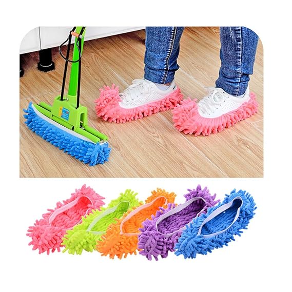 RAILONCH 5 Paare Staubmopp Wischmop Bodenreiniger Hausschuhe Schuhreinigung, Mikrofaser Fuß Socken Fußboden Staub Schmutz Haa