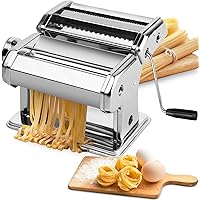 Pasta Machine, EZSOZO Pasta Maker Stainless Steel Manual Pasta Maker Machine with 8 Adjustable Thickness Settings, 2…