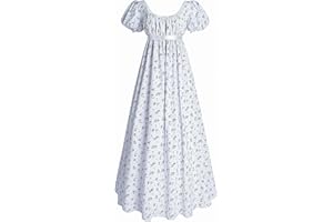 Nuoqi Regency Dresses for Women Long Floral Regency Era Dress Empire Waist Tea Party Dress