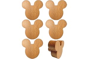 6pc Wooden Mouse Knob for Dresser Drawers | Mouse Knobs Handles & Pulls Set for Cabinet | Mouse Furniture Hardware for Bathro
