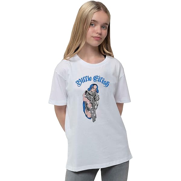 Billie Eilish Kids T Shirt Graffiti Logo New Official White