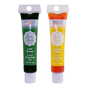Ann Clark Cookie Cutters St. Patrick's Day Food Coloring Gel 2 Pack with Leaf Green and Lemon Yellow