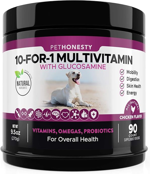 销量第三  PetHonesty 十合一 狗狗营养素 含氨基葡萄糖 270g装 $22.09秒杀 海淘转运到手约￥175