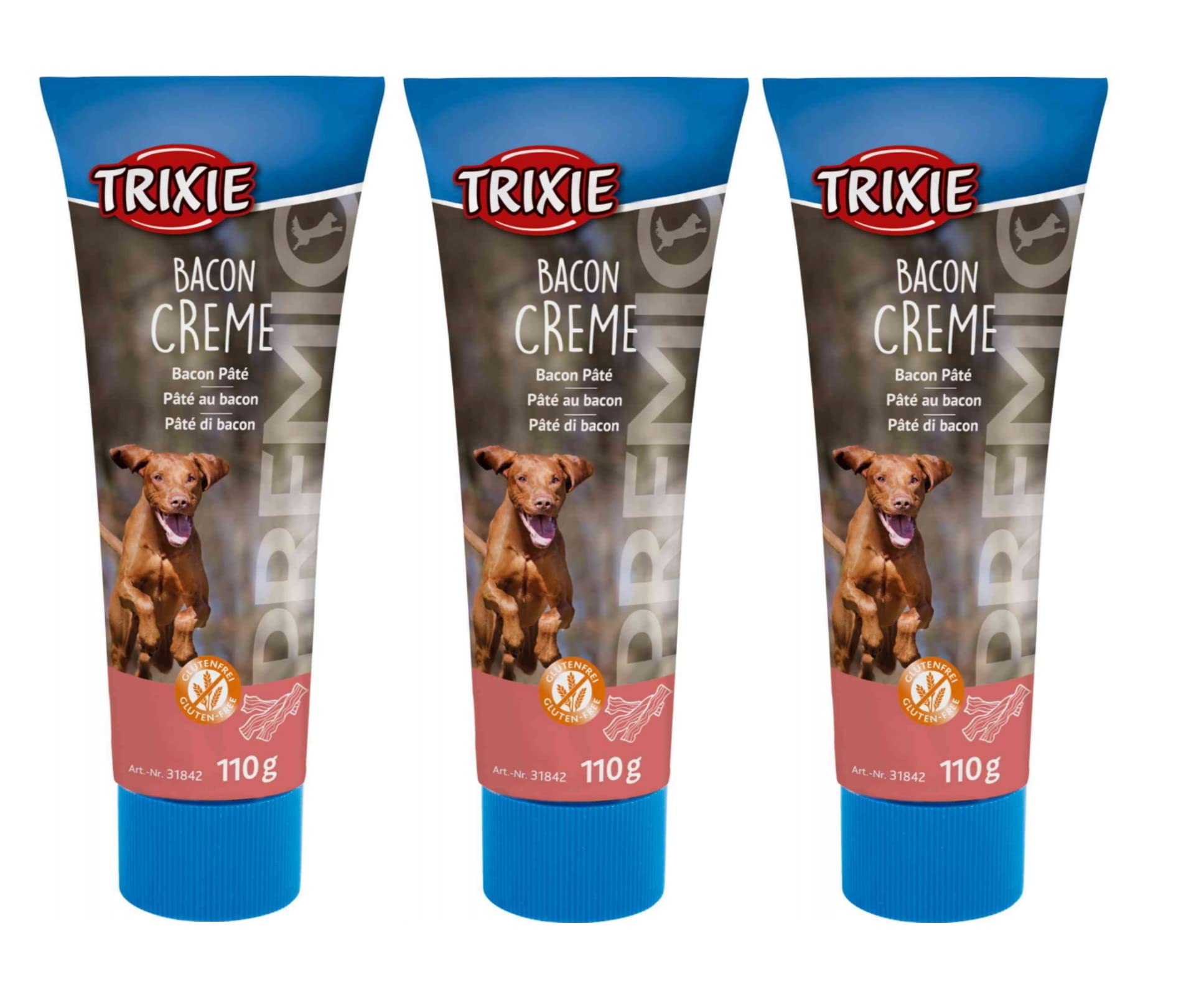 3 PACK TRIXIE PREMIO BACON PATE DOG TREAT PASTE 110G