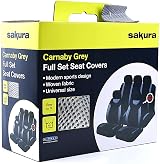 Sakura Car Seat Covers Carnaby Grey Full Universal 2 Front 1 Rear Headrest view 2