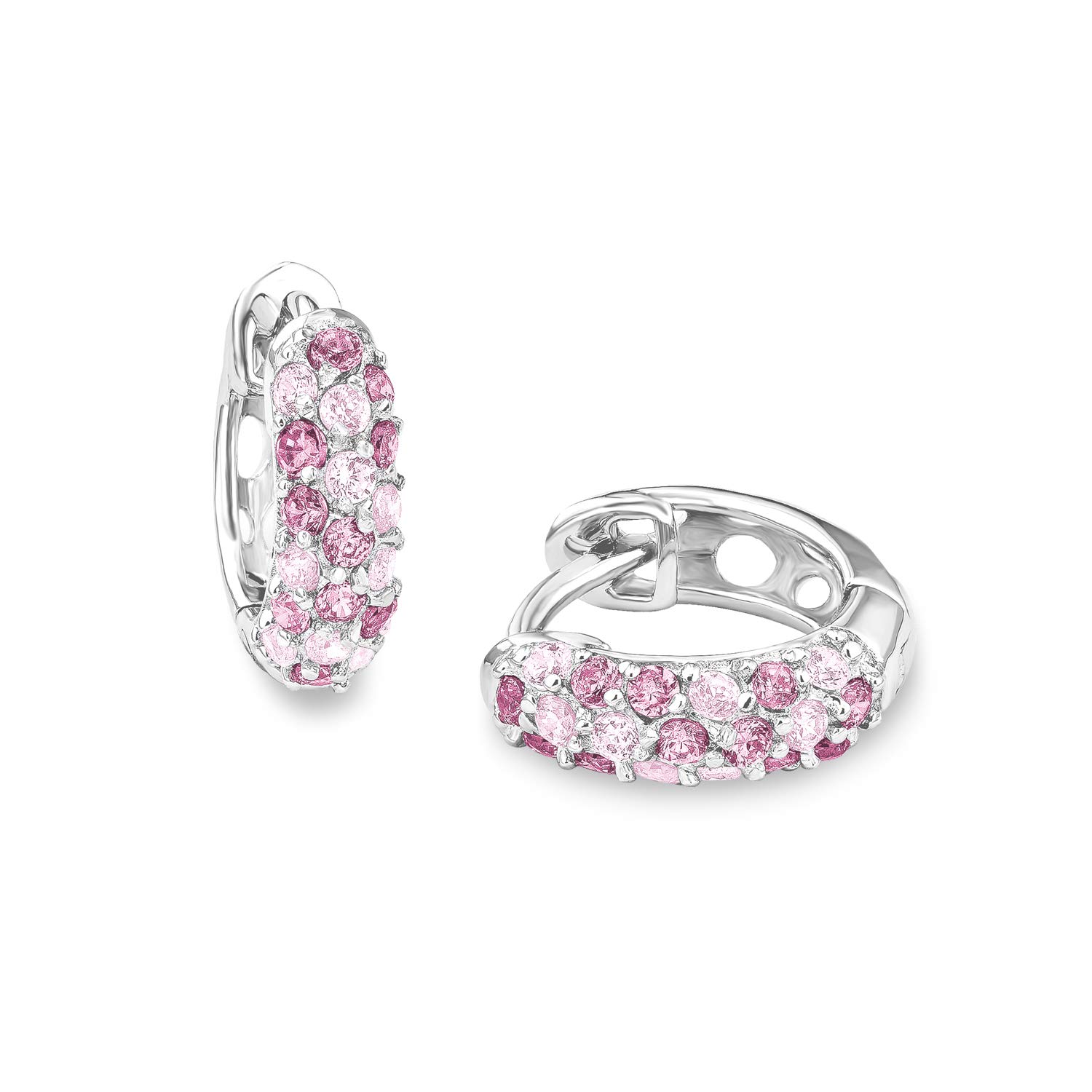 Prinzessin Lillifee hoop earrings 925 Sterling silver girls' children's earrings, with zirconia synth., 1.2 cm, pink, comes in jewelry gift box 2016523