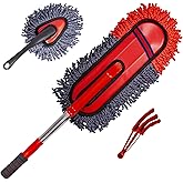 Soft Microfiber Car Duster Exterior Scratch Free Multipurpose Duster with Extendable Handle Duster for Car, Truck, SUV, RV and Motorcycle