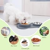 Pecute dog bowls non-slip stainless steel double bowls with silicone mat view 6