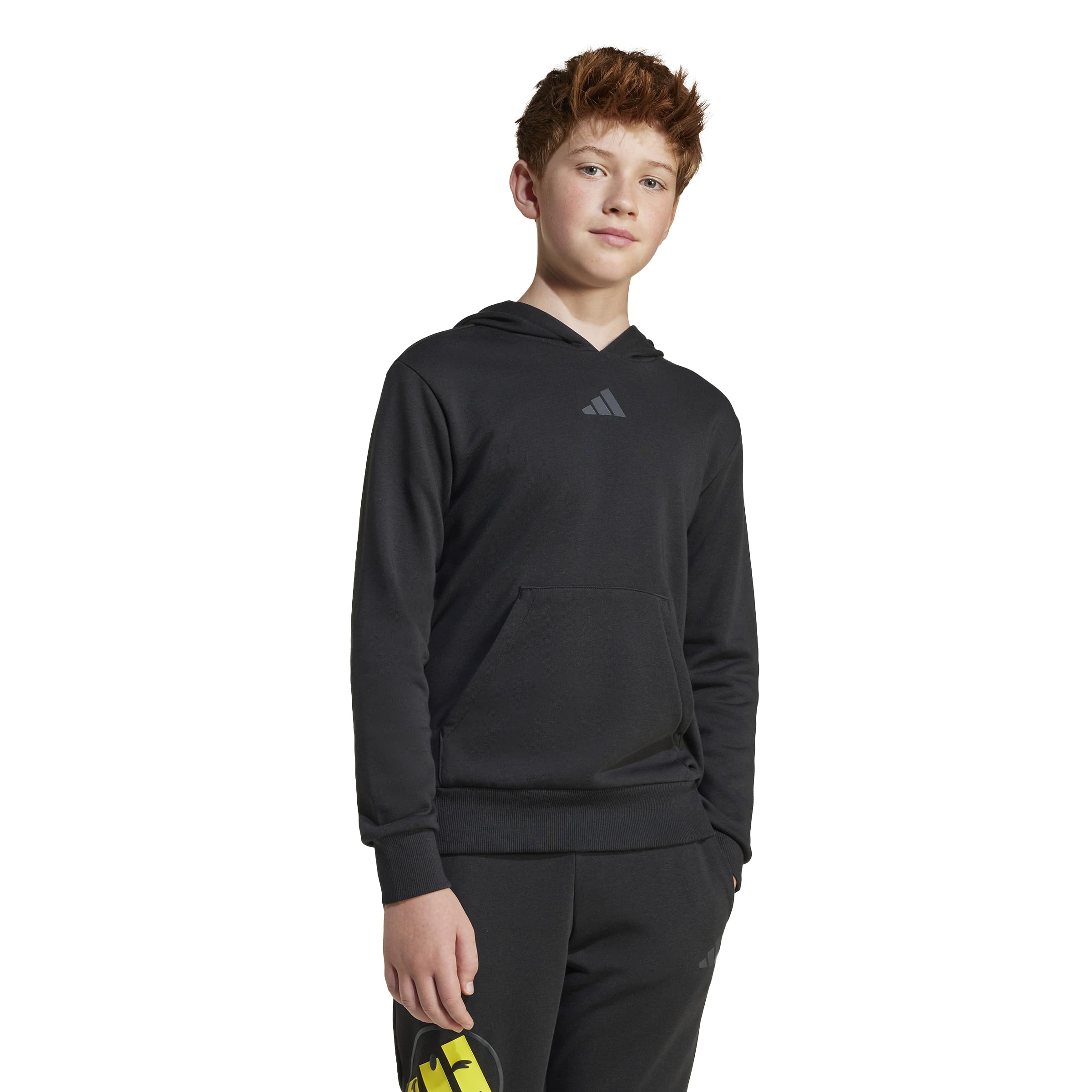 adidas Unisex-Kids x Smiley World Sportswear Hoodie, Black/Bright Yellow/White, Medium