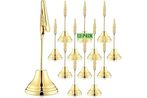 Skyygemm 12 Pcs Table Number Holders 3 Inch Place Card Holder with Alligator Clip Metal Table Card Holders Table Number Stands Table Sign Holders for Photos, Food Signs, Birthdays, Weddings (Gold)